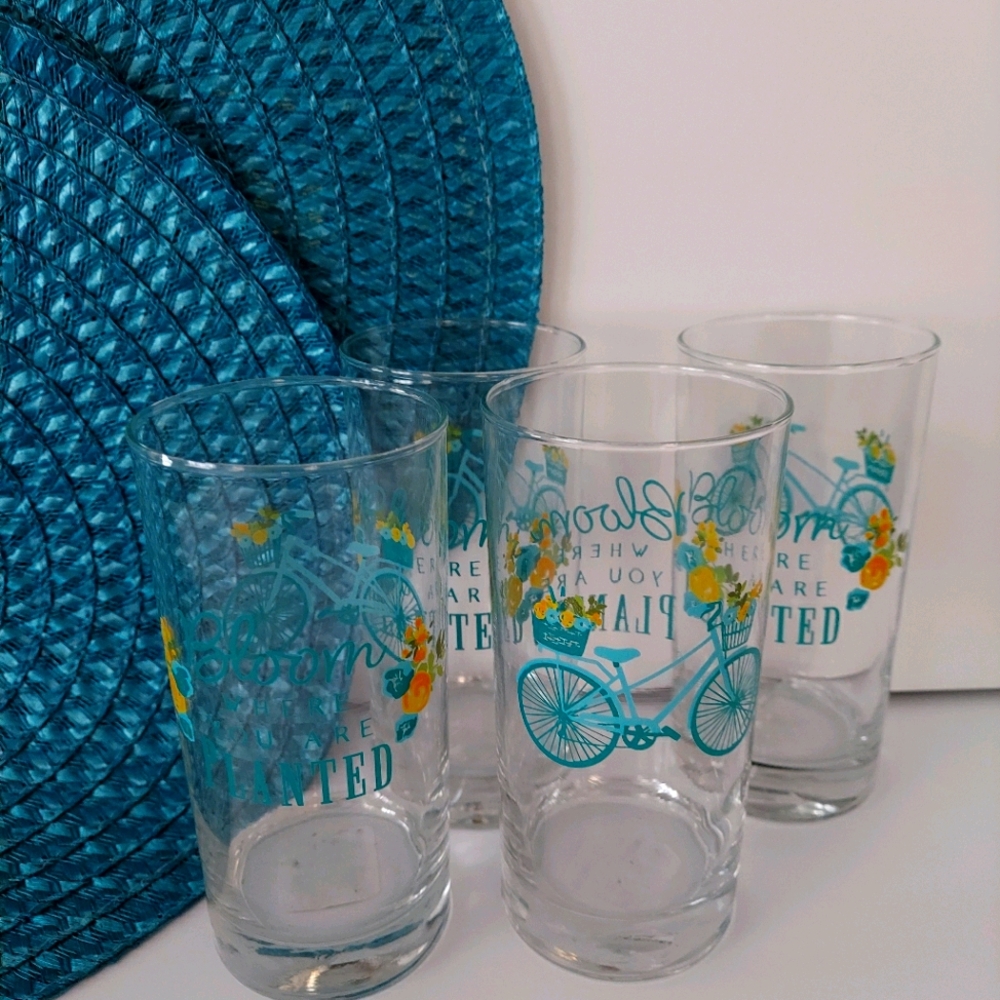 Set of 4 glasses and 4 placemats new